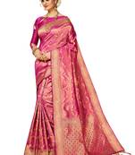 Pink Brasso Kanchipuram Silk Saree With Blouse