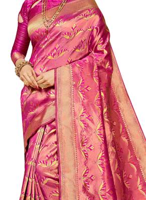 Pink Brasso Kanchipuram Silk Saree With Blouse 2