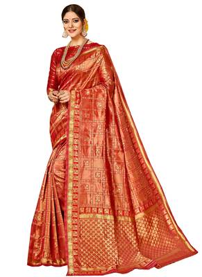 Brown Brasso Kanchipuram Silk Saree With Blouse 1