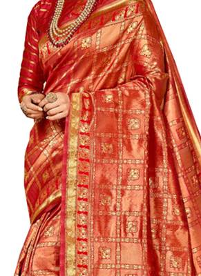Brown Brasso Kanchipuram Silk Saree With Blouse 2