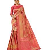 Pink Brasso Kanchipuram Silk Saree With Blouse