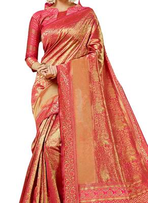 Pink Brasso Kanchipuram Silk Saree With Blouse 2
