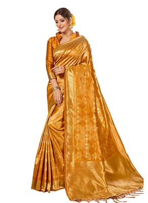 Brown Brasso Kanchipuram Silk Saree With Blouse 1