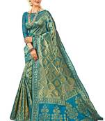 Blue Brasso Kanchipuram Silk Saree With Blouse