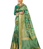 Green Brasso Kanchipuram Silk Saree With Blouse