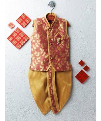 Boys Orange Dhoti Kurta Set 1