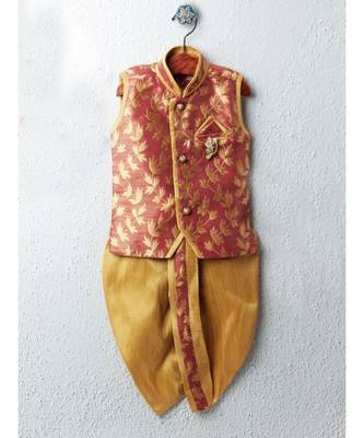 Boys Orange Dhoti Kurta Set 4