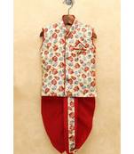 Boys Red Dhoti Kurta Set