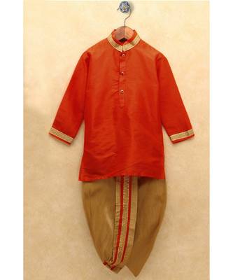Boys Orange Dhoti Kurta Set 1