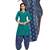 Women's Peacock Green & Blue Cotton Printed Unstitch Dress Material With Dupatta