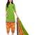 Women's Parrot Green & Orange Cotton Printed Unstitch Dress Material With Dupatta