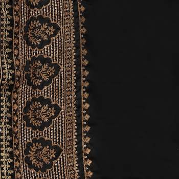 Black embroidered silk blend saree with blouse 5