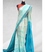 Celeste Color And White Tie&Dye Pure Silk Saree