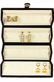 atorakushon   Velvet Combo Jewellery Box Ring Box Earrings Necklace Organiser for Women's Maroon pack of 2