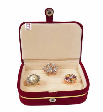 atorakushon   Velvet Combo Jewellery Box Ring Box Earrings Necklace Organiser for Women's Maroon pack of 2 4