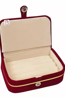 atorakushon   Velvet Combo Jewellery Box Ring Box Earrings Necklace Organiser for Women's Maroon pack of 2