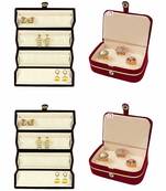 atorakushon   Velvet Combo Jewellery Box Ring Box Earrings Necklace Organiser for Women's Maroon pack of 4