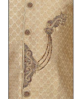 Mens Fawn Jacquard Semi Indowestern 2