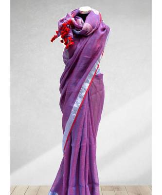 Mauve Violet Linen Saree 1
