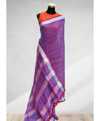 Mauve Violet Linen Saree 2