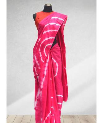 Pink Tie&Dye Mal Cotton Saree 1