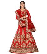 Red Silk Embroidered Lehenga Choli