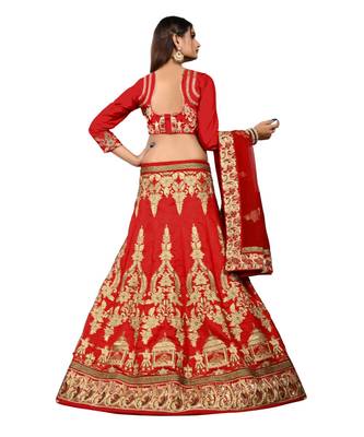 Red Silk Embroidered Lehenga Choli 2