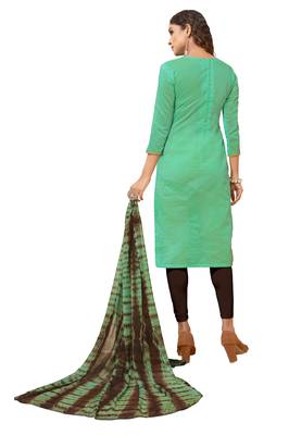 Turquoise & Brown Modal Silk Embroidered Dress Material With Laheria Dupatta 2