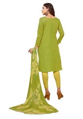 Green & Lemon Modal Silk Embroidered Dress Material With Laheria Dupatta 2