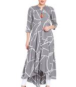 Grey printed cotton kurtas-and-kurtis