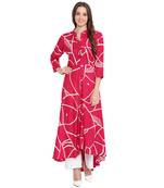 Pink printed cotton kurtas-and-kurtis