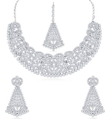 Silver diamond necklace-sets 1