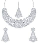 Silver diamond necklace-sets