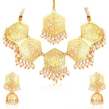 Gold pearl necklace-sets 1