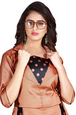 Brown Embroidered Satin Party Wear Gown 3