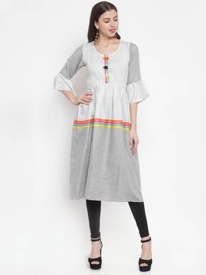 Grey plain rayon kurtas-and-kurtis 1