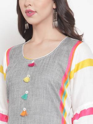Grey plain rayon kurtas-and-kurtis 5