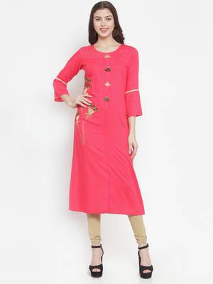 Peach plain rayon kurtas-and-kurtis 1