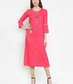 Peach plain rayon kurtas-and-kurtis