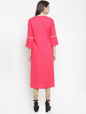 Peach plain rayon kurtas-and-kurtis 3
