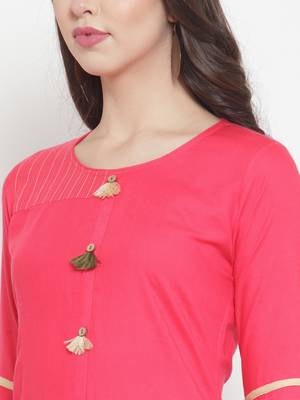 Peach plain rayon kurtas-and-kurtis 5