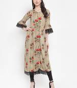 Beige plain rayon kurtas-and-kurtis