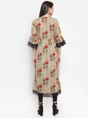 Beige plain rayon kurtas-and-kurtis 3