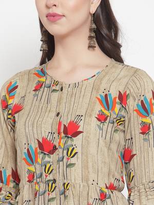 Beige plain rayon kurtas-and-kurtis 5