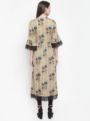 Beige plain rayon kurtas-and-kurtis 3