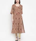 Beige plain rayon kurtas-and-kurtis