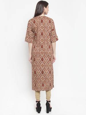 Beige plain rayon kurtas-and-kurtis 3