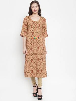 Brown plain rayon kurtas-and-kurtis 1