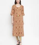Brown plain rayon kurtas-and-kurtis