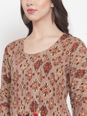 Beige plain rayon kurtas-and-kurtis 5